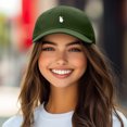 thumbnail image 2 of Dalix Lil Peace Sign Embroidered Cotton Cap Outdoor Dad Hat Womens in Olive, 2 of 3