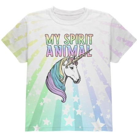 Animal World - My Spirit Animal Unicorn Pastel Rainbow All Over Youth T ...