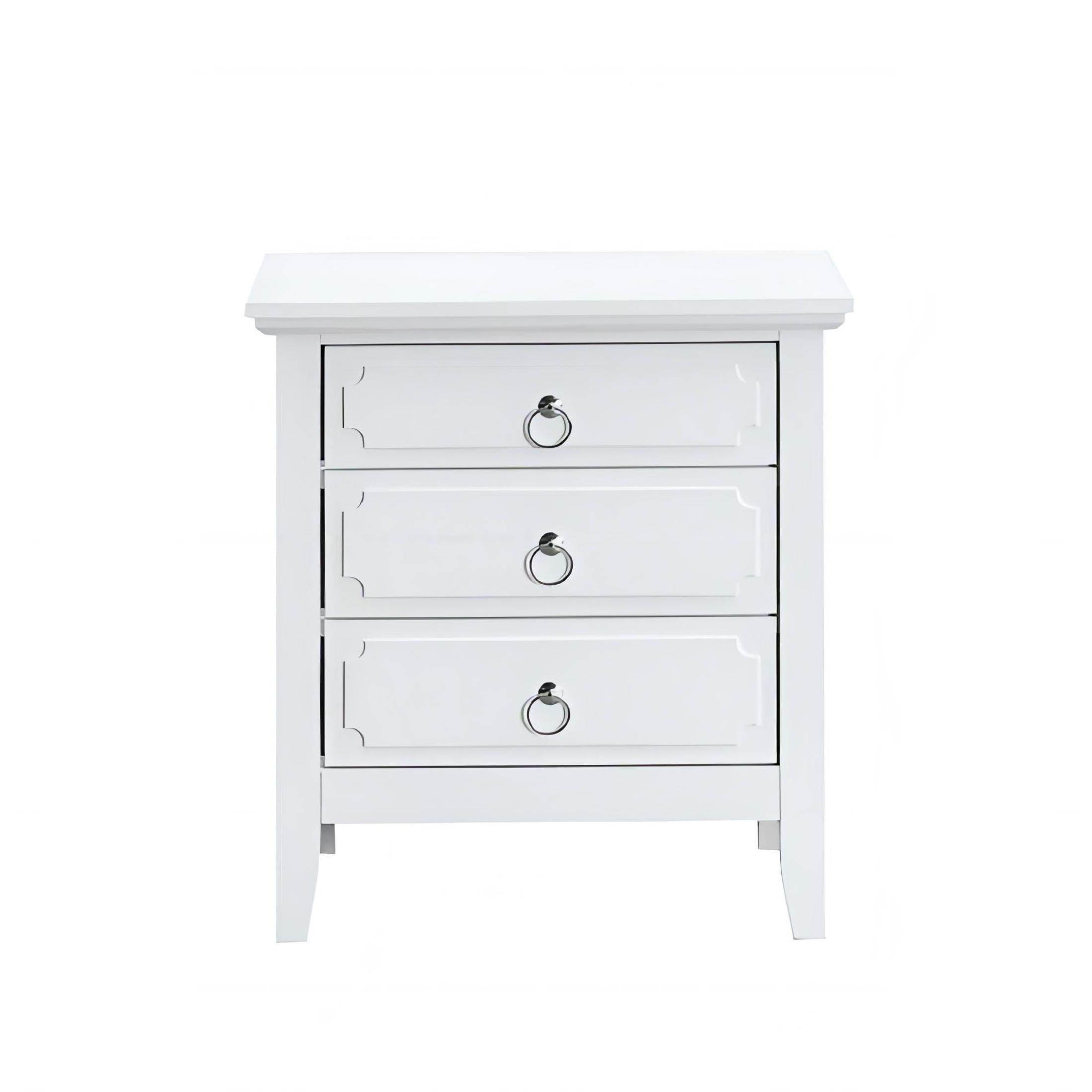 Noble House Hammond 3-Drawer Wood Nightstand, Dovetail Construction, White
