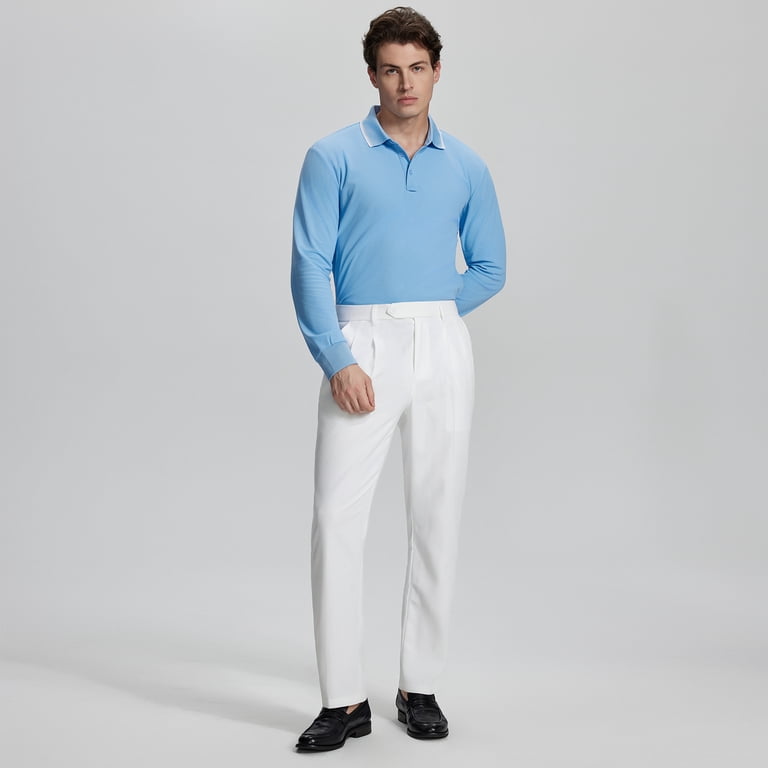 Fedtosing Pleated Dress Pants for Men Classic Fit 30 inch/32 inch/34 inch Work Pants Casual Old Money Vintage Slacks, Men's, Size: 34W*34L, White