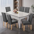 thumbnail image 5 of Dining Chair Covers, Stretch Kitchen Chair Cover, Removable Washable Chair Protector for Home,Restaurant,Banquet,18"x18"x24"(Dark Gray), 5 of 6