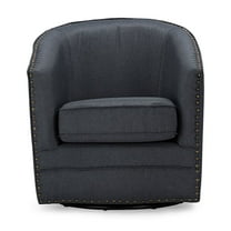 Porter Modern and  Classic Retro Grey Fabric Upholstered Swivel Tub Chair