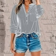thumbnail image 2 of Kinrui Plus Size Velour Shirts for Women Dressy Casual Half Button Henley Blouses Spring/Fall Long Sleeve V Neck Pocket Tops Gray 3XL(18), 2 of 7