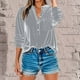 thumbnail image 2 of Ropa de otoño para mujer,Blusa tipo túnica de terciopelo con cuello en V para mujer, manga larga, corte holgado, abertura frontal con hebilla y bolsillo, tela de poliéster, sopatenor, 2 of 9
