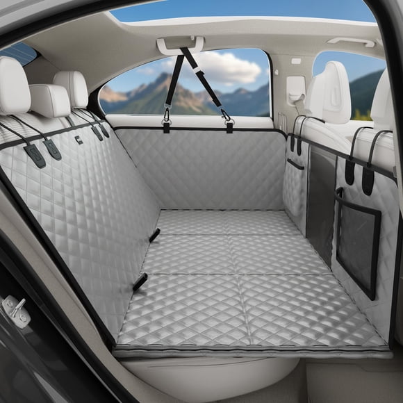 Funda de asiento de coche para perros Pecute, de piel impermeable, para asiento trasero