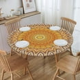 thumbnail image 3 of Round Fitted Tablecloth with Elastic Sun Mandala Sun Burst Gradient Round Outdoor Tablecloths Fitted Table Covers for Round Tables Waterproof Reusable Vinyl Table Cloth for Indoor and Outdoor 50"-56", 3 of 7