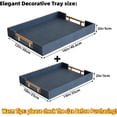 thumbnail image 2 of MODE HOME Blue Shagreen Decorative Trays with Gold Handles, Set of 2 Modern Rectangle Faux Leather Serving Trays for Coffee Table, Ottoman & Vanity, 2 of 8