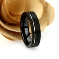 thumbnail image 2 of Men's Women's Tungsten Wedding Band Engagement Ring 6mm Rose Gold Plated Groove Black Ring, SZ 12.5, 2 of 3