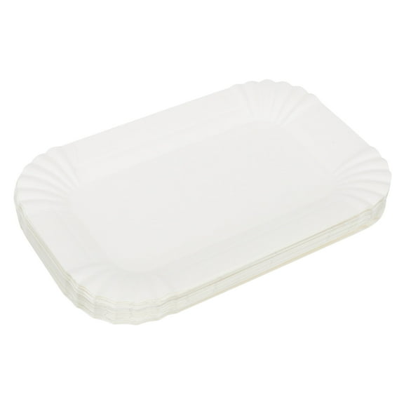ADDHAT Dessert Plate Cake Rectangular White 100Pcs 6.3x4.1In