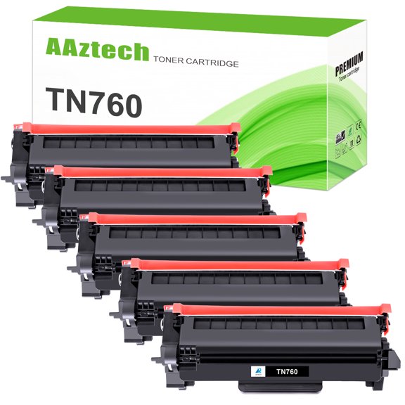 TN760 TN730 Toner Cartridge Compatible for Brother TN760 TN-760 TN-730 Work with HL-L2350DW MFC-L2710DW MFC-L2750DW MFC-L2690DW HL-L2390DW HL-L2395DW Printer (Black, 5-Pack)