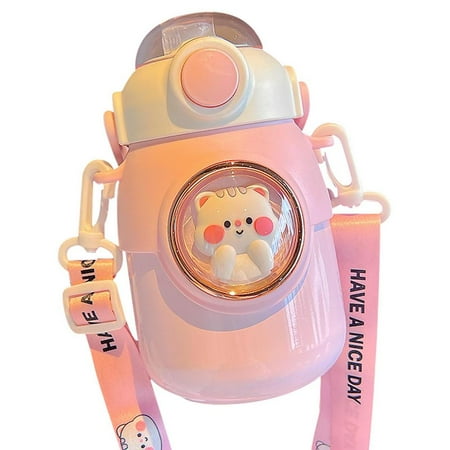 

Thermos Water Bottle|Lovely Stainless Steel Water Bottle With Straw|Vacuum Insulated Steel Metal Bottles With Strap Reusable Leak Proof BPA Free Flask For Gym Travel Spo