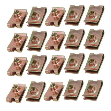 Unique Bargains 20Pcs Speed Fastener Extruded U Nut Zinc Plated Brass Tone for M6 Screw Bolt
