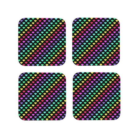

Tideii Rainbow Hearts for Leather Coasters 4 Pieces Anti-fouling and Anti-scalding Decorative Coasters Suitable for Restaurants Kitchens Coffee Shops-Square