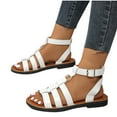 thumbnail image 4 of Viluyesy Women's Gladiator Sandals, Adjustable Buckle Open Toe Wide Width Spring Summer Fashion Flat Shoes White, 4 of 8