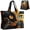 #F, variant on Quilted Tote Bag for Women with Handles Funky Chicken Handmade Large Capacity Animal Storage Bags Vintage Playful Cat