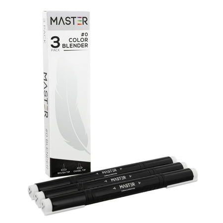 Dual Tap - Set of 3 Colorless Color Blender Dual Tip Master Markers Clear Double-Ended Art Markers with Chisel Point and Brush Tip