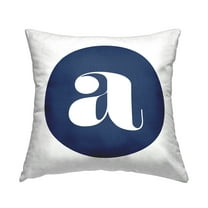 Stupell Industries Blue Circle Letter A Square Decorative Printed Throw Pillow, 18 x 18