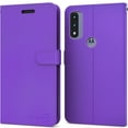 thumbnail image 1 of CoverON for Motorola Moto G Pure Wallet Case, RFID Blocking Vegan Leather 6x Card Slot Holder Cover Flip Folio Phone Pouch, Purple, 1 of 6
