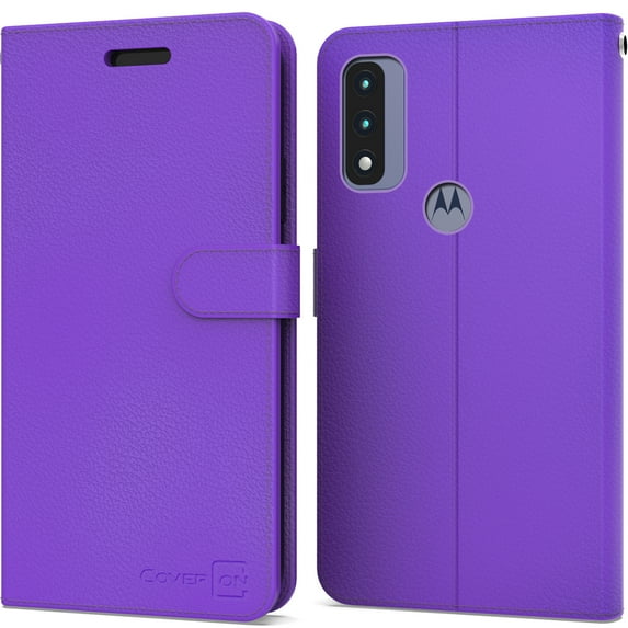 CoverON for Motorola Moto G Pure Wallet Case, RFID Blocking Vegan Leather 6x Card Slot Holder Cover Flip Folio Phone Pouch, Purple