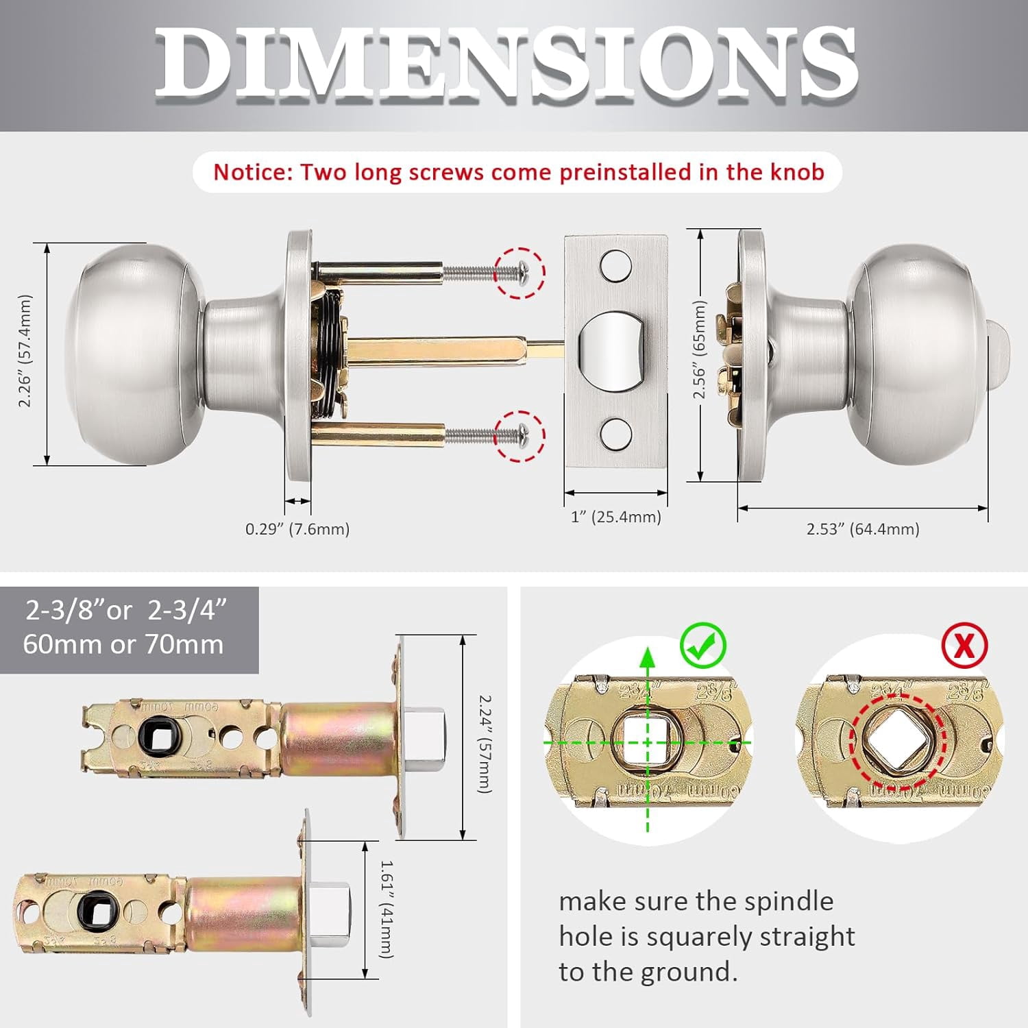 Privacy Door Knobs Lock Interior Bedroom Bathroom Door Handle Antique Brass Round Ball Keyless Lockset 3 Pack