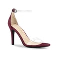 thumbnail image 1 of BLISSFUL STEP Women's Clear Ankle Strap Stiletto Heel Sandals Burgundy 10, 1 of 6