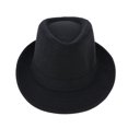 thumbnail image 2 of Classic Manhattan Structured Gangster Trilby Fabric Fedora Hat Black, 2 of 7