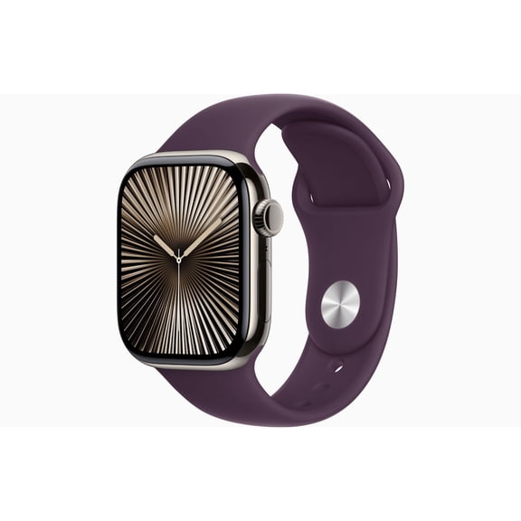 Pre-Owned Apple Watch Series 10 GPS   Cellular 46mm Case with Starlight Sport Band - S/M Band - Natural Titanium