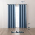 thumbnail image 5 of Sleep Zone Linen Look 100% Blackout Curtains for Bedroom Windows Living Room Darkening Thermal Insulated Drapes 2 Panels, 52" x 84" Blue, 5 of 8