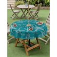 thumbnail image 4 of Outdoor Tablecloth with Umbrella Hole for Patio/Picnic/Party/Camping, Marine Starfish Waterproof Table Cloth Round Cover Washable, Summer Nautical Coastal Aqua Green (Dia 60"), 4 of 9