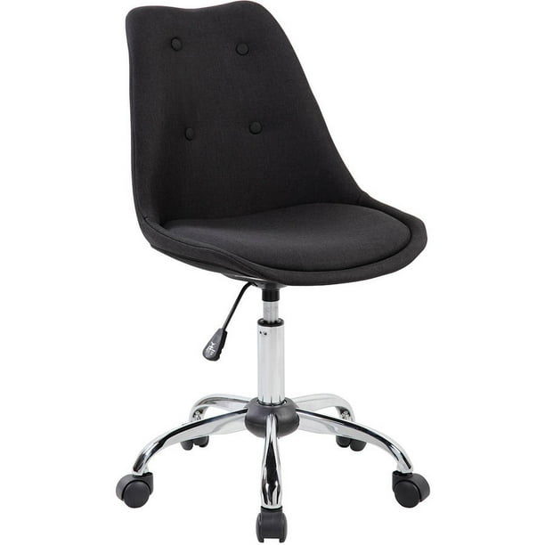 Techni Mobili Upholstered Armless Task Chair with Tufted Buttons, Black