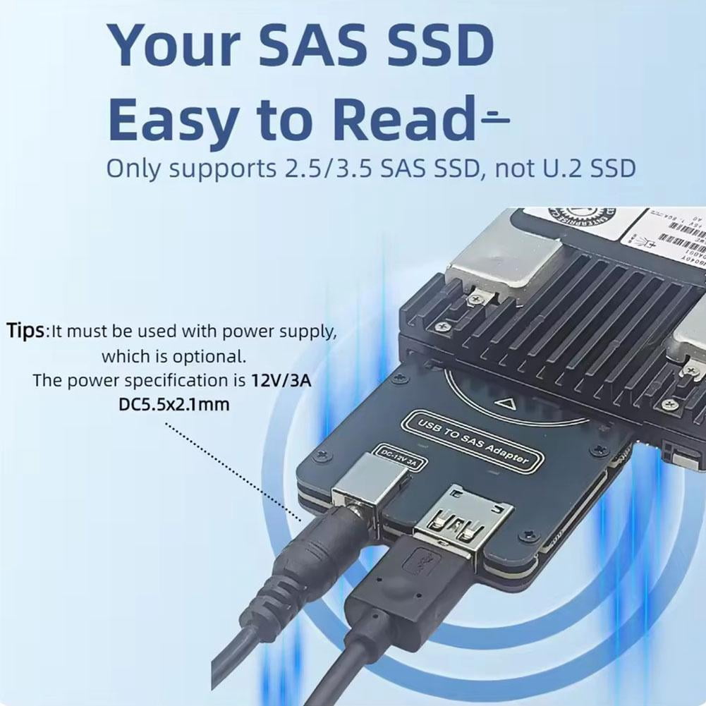 SharkTRUE Ywalxskk USBto SAS Adapter Gbps, SFF to USBConverter forInch SAS HDDSSD, External Hard Drive Reader for Data Recovery, DIY Server Storage, Backup, Support K Sectors