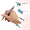 thumbnail image 3 of Bolígrafo de Metal con Rhinestones Paquete de 6 Bolígrafos de Diamante de Cristal Tinta Negra Punta de 1.0mm Brillante para Regalo de Mujeres Toma de Notas Oficina Journaling, Azul Lago, 3 of 6
