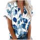 thumbnail image 2 of Fiudx Liquidación de Ahorros de Verano Blusas de Manga Corta Estampadas Informales Regulares para Mujertop, 2 of 4