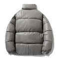 thumbnail image 4 of Sookity Men's Warm Puffy Winter Coat Ski Down Jacket Windproof Bomber Jacket Warm Water Resistant Windbreaker Winter Outwear Quilted Jackets Coats chaqueta hombre Gray,L, 4 of 8