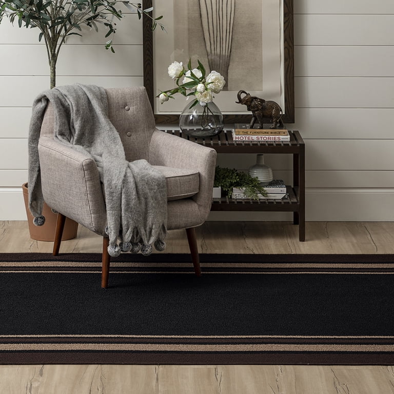 Mainstays Titan Stripe Indoor Living Room Area Rug, Black, 60