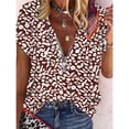 thumbnail image 2 of Leutsin Blouse T-shirt Décontractée pour Femmes Grande Taille à Manches Courtes, Col en V, Imprimée, 2 of 6