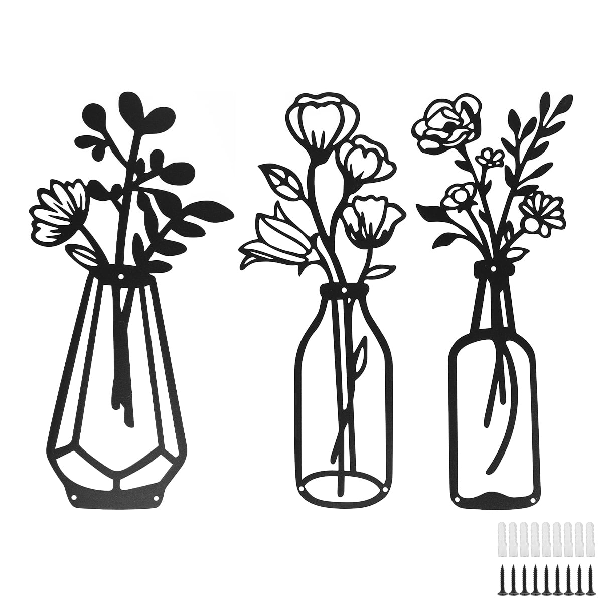 Littleduckling 3 Pack Metal Plants and Flowers Wall Decor Realistic