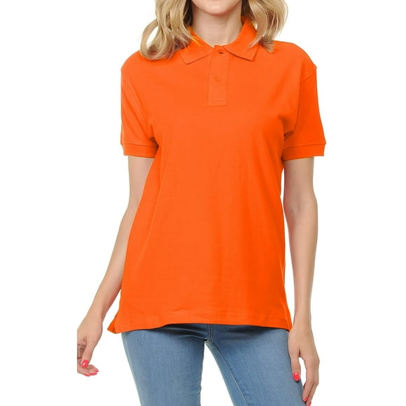 FRESH TEE Womens Adult Unisex 100 Cotton Classic Fit Polo Shirt Short Sleeve for Daily Work School Uniform