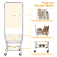 thumbnail image 3 of Yaheetech 3-Tier Metal Rolling Laundry Cart w/Basket Storage Cart on Wheels, Silver, 3 of 12