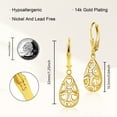 thumbnail image 5 of Alexcraft 14K Gold Plated Teardrop Leverback Filigree Dangle Earrings, Hypoallergenic Sterling Silver Plated earrings for Women, 5 of 7