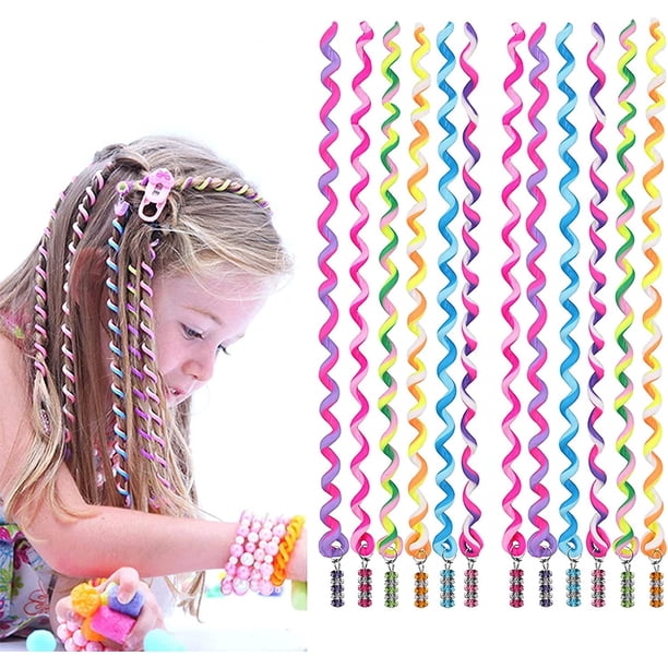 Trenzas elásticas para el cabello,Herramienta para trenzar,12 trenzas elásticas con giros coloridos,Accesorios trenzados para banda para el cabello,Diadema trenzada linda para mujeres y niñas,Kit de peinado para máquina para trenzar el cabello brillar Electrónica