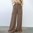 thumbnail image 2 of Maean Tall Pants for Women Long Elastic High Waist Wide Leg Loose Cotton Linen Trousers with Front Pockets, 2 of 7