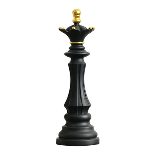 Escultura de piezas de ajedrez decorativas en resina, adorno de piezas de ajedrez. Reina negra