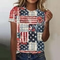 thumbnail image 2 of Plus Size Patriotic T-Shirts for Womens Independence Day American Flag Printed T-Shirts Round Neck Tee Short Sleeve Tops 4Th Of July Summer Tops Lounge Breathable Tunics Blouses Going Out Clothes, 2 of 5