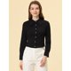 thumbnail image 5 of Camisa de Chifón Allegra K de manga larga con cuello En punta para Mujer Negro XL, 5 of 5