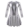 thumbnail image 3 of MSemis Kids Girls Shiny Metallic Long Sleeve Ballet Dance Dress, 3 of 4