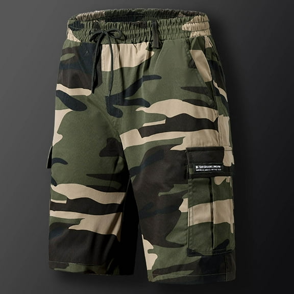 Gym Shorts Men Clearance, Xunlbb Men's Loose And Comfortable Leisure Pocket Lace-up Camouflage Sports Beach Shorts