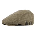 thumbnail image 2 of Pink Season Beret Cap British Style Retro Striped Flat Top Short Brim Decorate Breathable Men Plaid Flat Newsboy Hat for Reunion, 2 of 2