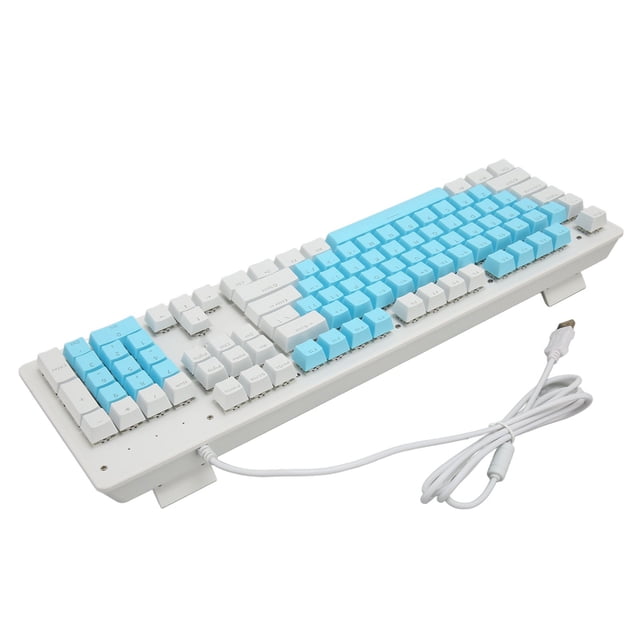 Clavier de Jeu, Connexion USB Filaire Interrupteur Mécanique 104 Touches Clavier Filaire Rétroéclairé RVB pour Famille Interrupteur Brunbleu Blanc Capuchons de Touches,Interrupteur Rougebleu Blanc Capuchons de Touches,Interrupteur Vert