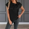 thumbnail image 2 of Women's Elegant Bow Neck Satin T Shirt Casual Blouse Summer Spring Top Tee With Ribbon Collar Space T Tops for Women Casual Summer Turtleneck Tee for Women Women Running Long Sleeve Athletic Long, 2 of 9